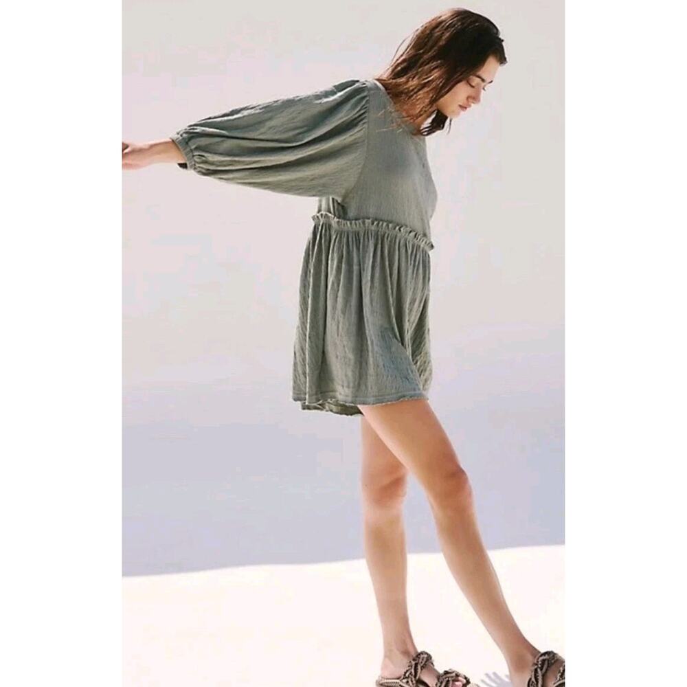 Free People Beach Beyond Obsessed Babydoll Romper Small Coastal Cowgirl Summer - Picture 2 of 11